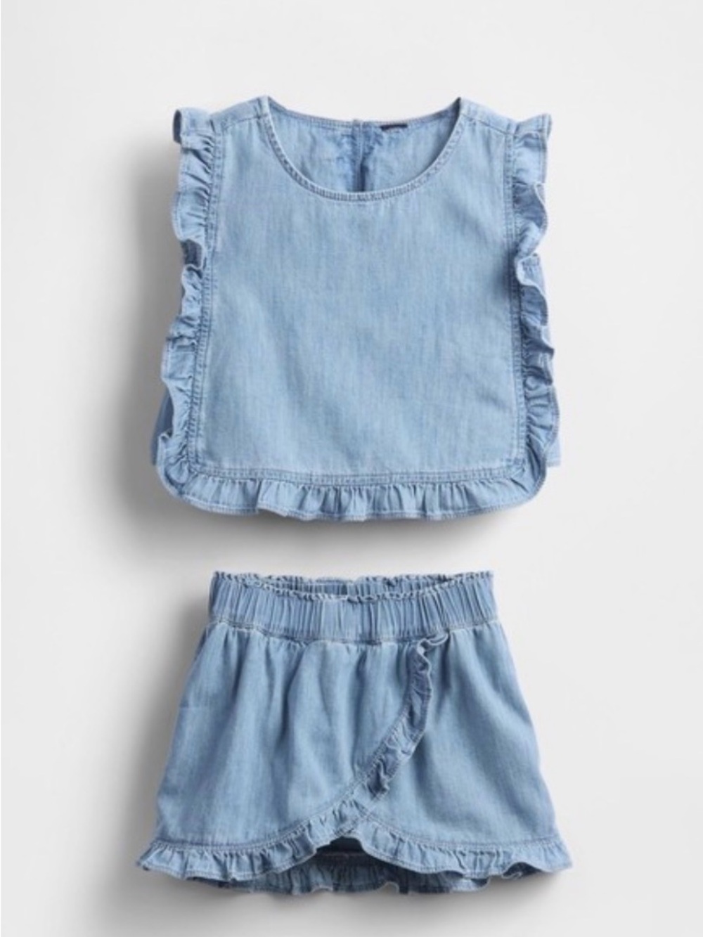 GAP Light Blue Girls' Ruffle Denim Skort Set